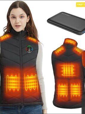 Slim Fit Heated Vest with Battery Pack Smart Button Lightweight Winter Outdoor
